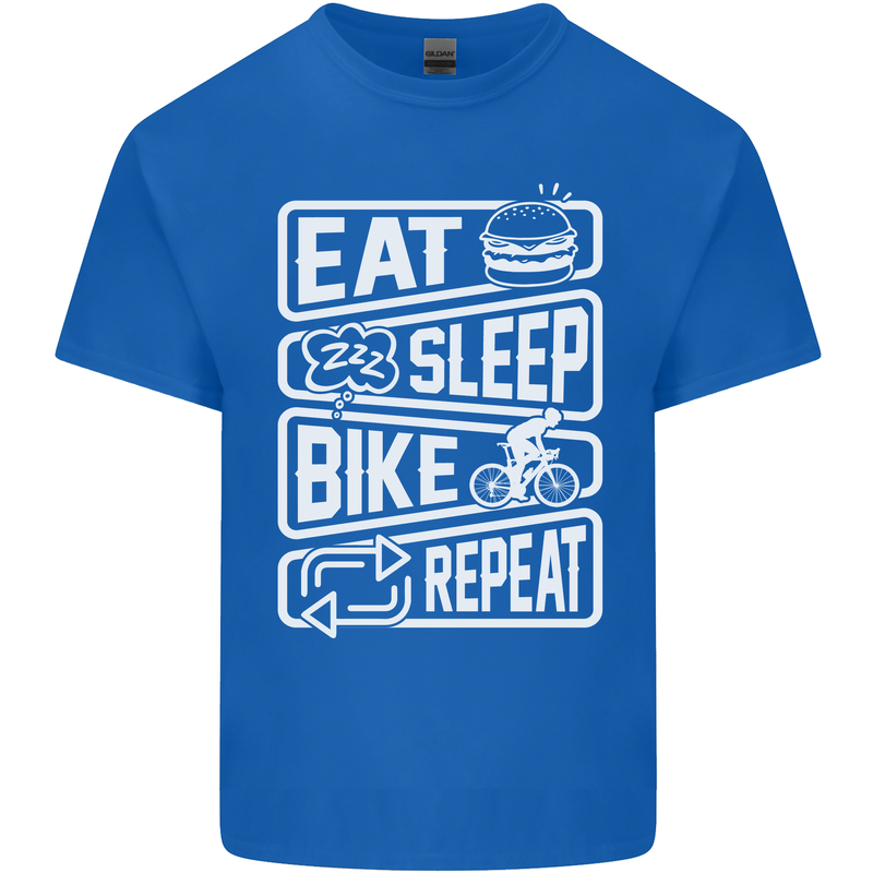 Cycling Eat Sleep Bike Repeat Funny Bicycle Mens Cotton T-Shirt Tee Top Royal Blue