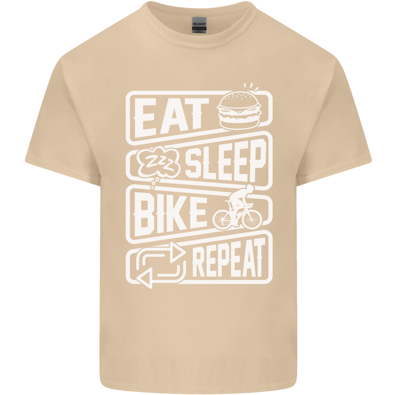 Cycling Eat Sleep Bike Repeat Funny Bicycle Mens Cotton T-Shirt Tee Top Sand
