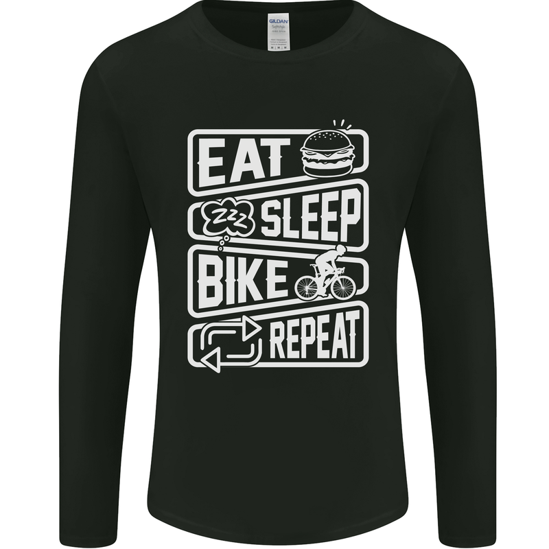 Cycling Eat Sleep Bike Repeat Funny Bicycle Mens Long Sleeve T-Shirt Black