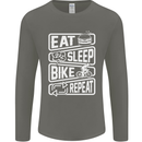Cycling Eat Sleep Bike Repeat Funny Bicycle Mens Long Sleeve T-Shirt Charcoal
