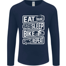 Cycling Eat Sleep Bike Repeat Funny Bicycle Mens Long Sleeve T-Shirt Navy Blue