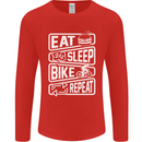 Cycling Eat Sleep Bike Repeat Funny Bicycle Mens Long Sleeve T-Shirt Red