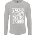 Cycling Eat Sleep Bike Repeat Funny Bicycle Mens Long Sleeve T-Shirt Sports Grey