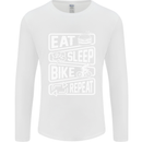 Cycling Eat Sleep Bike Repeat Funny Bicycle Mens Long Sleeve T-Shirt White