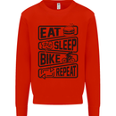 Cycling Eat Sleep Bike Repeat Funny Bicycle Mens Sweatshirt Jumper Bright Red