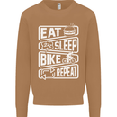 Cycling Eat Sleep Bike Repeat Funny Bicycle Mens Sweatshirt Jumper Caramel Latte