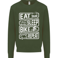 Cycling Eat Sleep Bike Repeat Funny Bicycle Mens Sweatshirt Jumper Forest Green