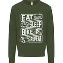 Cycling Eat Sleep Bike Repeat Funny Bicycle Mens Sweatshirt Jumper Forest Green