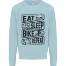 Cycling Eat Sleep Bike Repeat Funny Bicycle Mens Sweatshirt Jumper Light Blue