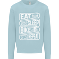 Cycling Eat Sleep Bike Repeat Funny Bicycle Mens Sweatshirt Jumper Light Blue