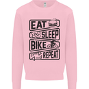 Cycling Eat Sleep Bike Repeat Funny Bicycle Mens Sweatshirt Jumper Light Pink