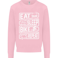 Cycling Eat Sleep Bike Repeat Funny Bicycle Mens Sweatshirt Jumper Light Pink