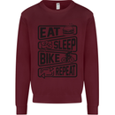 Cycling Eat Sleep Bike Repeat Funny Bicycle Mens Sweatshirt Jumper Maroon