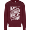 Cycling Eat Sleep Bike Repeat Funny Bicycle Mens Sweatshirt Jumper Maroon