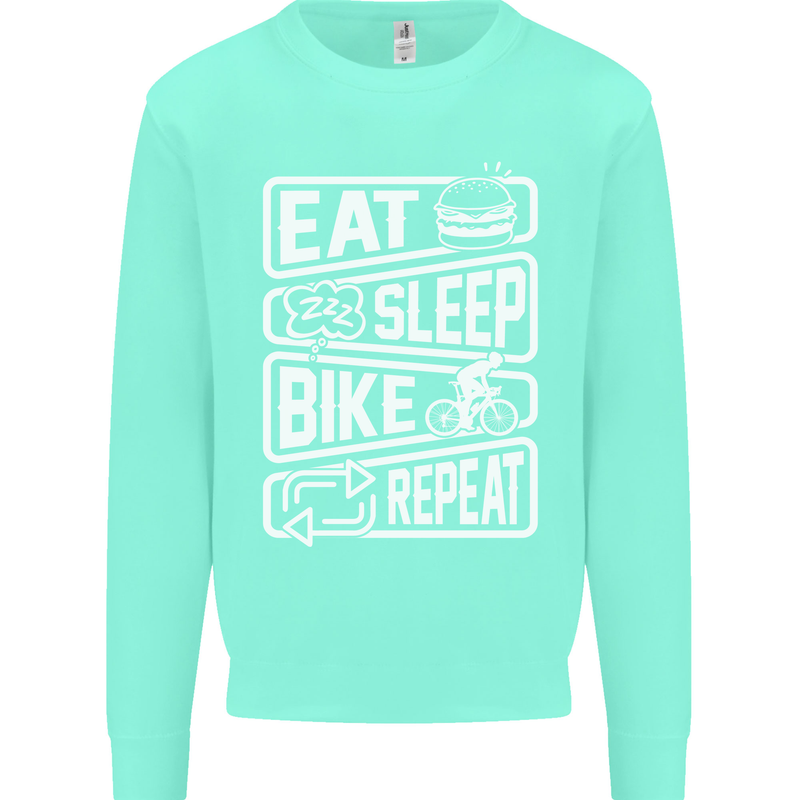 Cycling Eat Sleep Bike Repeat Funny Bicycle Mens Sweatshirt Jumper Peppermint