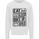 Cycling Eat Sleep Bike Repeat Funny Bicycle Mens Sweatshirt Jumper White