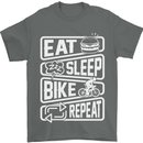 Cycling Eat Sleep Bike Repeat Funny Bicycle Mens T-Shirt Cotton Gildan Charcoal