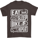 Cycling Eat Sleep Bike Repeat Funny Bicycle Mens T-Shirt Cotton Gildan Dark Chocolate