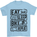 Cycling Eat Sleep Bike Repeat Funny Bicycle Mens T-Shirt Cotton Gildan Light Blue