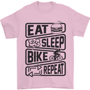 Cycling Eat Sleep Bike Repeat Funny Bicycle Mens T-Shirt Cotton Gildan Light Pink