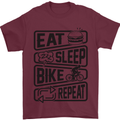 Cycling Eat Sleep Bike Repeat Funny Bicycle Mens T-Shirt Cotton Gildan Maroon