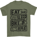 Cycling Eat Sleep Bike Repeat Funny Bicycle Mens T-Shirt Cotton Gildan Military Green