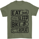 Cycling Eat Sleep Bike Repeat Funny Bicycle Mens T-Shirt Cotton Gildan Military Green