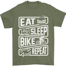 Cycling Eat Sleep Bike Repeat Funny Bicycle Mens T-Shirt Cotton Gildan Military Green