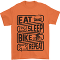 Cycling Eat Sleep Bike Repeat Funny Bicycle Mens T-Shirt Cotton Gildan Orange