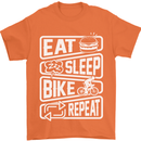 Cycling Eat Sleep Bike Repeat Funny Bicycle Mens T-Shirt Cotton Gildan Orange