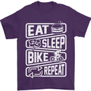 Cycling Eat Sleep Bike Repeat Funny Bicycle Mens T-Shirt Cotton Gildan Purple