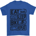 Cycling Eat Sleep Bike Repeat Funny Bicycle Mens T-Shirt Cotton Gildan Royal Blue