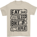 Cycling Eat Sleep Bike Repeat Funny Bicycle Mens T-Shirt Cotton Gildan Sand