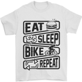 Cycling Eat Sleep Bike Repeat Funny Bicycle Mens T-Shirt Cotton Gildan White