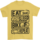 Cycling Eat Sleep Bike Repeat Funny Bicycle Mens T-Shirt Cotton Gildan Yellow