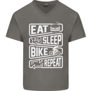 Cycling Eat Sleep Bike Repeat Funny Bicycle Mens V-Neck Cotton T-Shirt Charcoal