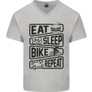 Cycling Eat Sleep Bike Repeat Funny Bicycle Mens V-Neck Cotton T-Shirt Sports Grey