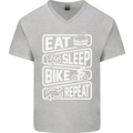 Cycling Eat Sleep Bike Repeat Funny Bicycle Mens V-Neck Cotton T-Shirt Sports Grey