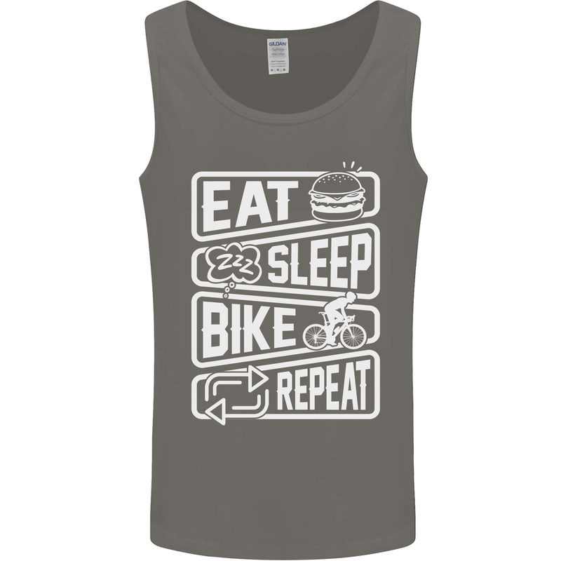 Cycling Eat Sleep Bike Repeat Funny Bicycle Mens Vest Tank Top Charcoal
