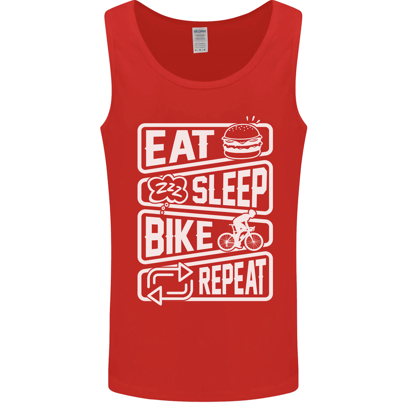 Cycling Eat Sleep Bike Repeat Funny Bicycle Mens Vest Tank Top Red