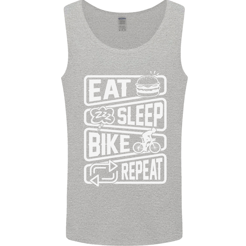 Cycling Eat Sleep Bike Repeat Funny Bicycle Mens Vest Tank Top Sports Grey