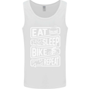 Cycling Eat Sleep Bike Repeat Funny Bicycle Mens Vest Tank Top White