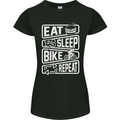 Cycling Eat Sleep Bike Repeat Funny Bicycle Womens Petite Cut T-Shirt Black