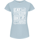 Cycling Eat Sleep Bike Repeat Funny Bicycle Womens Petite Cut T-Shirt Light Blue