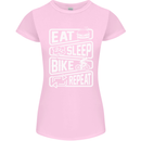 Cycling Eat Sleep Bike Repeat Funny Bicycle Womens Petite Cut T-Shirt Light Pink