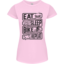 Cycling Eat Sleep Bike Repeat Funny Bicycle Womens Petite Cut T-Shirt Light Pink