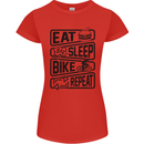 Cycling Eat Sleep Bike Repeat Funny Bicycle Womens Petite Cut T-Shirt Red