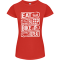 Cycling Eat Sleep Bike Repeat Funny Bicycle Womens Petite Cut T-Shirt Red