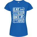 Cycling Eat Sleep Bike Repeat Funny Bicycle Womens Petite Cut T-Shirt Royal Blue