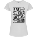 Cycling Eat Sleep Bike Repeat Funny Bicycle Womens Petite Cut T-Shirt White